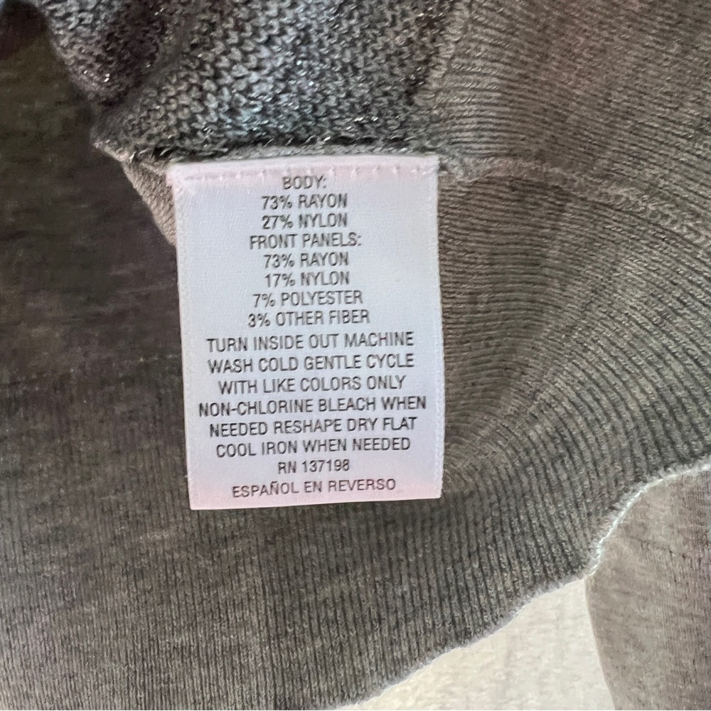 CHARTER CLUB Grey sweater Shiny Embellishments cardigan long sleeves Large EUC - Picture 5 of 10